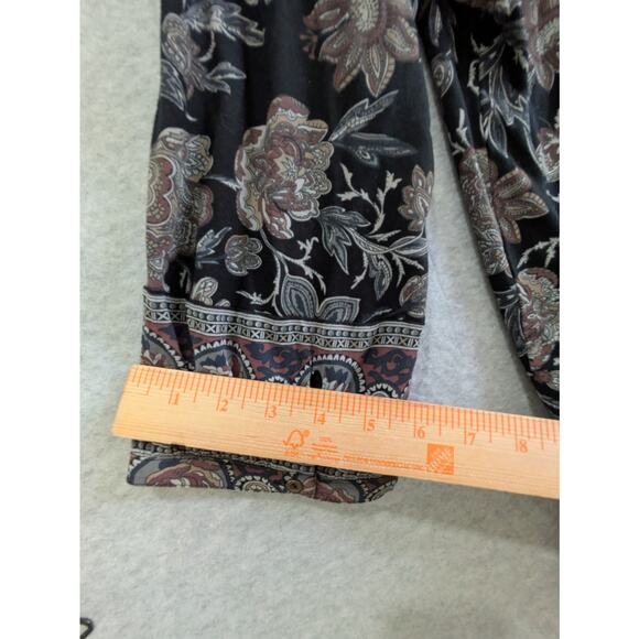 Lucky Brand Floral Top Women 1X Black Split V Neck 3/4 Sleeve Relax Fit Boho NWT - Picture 13 of 14